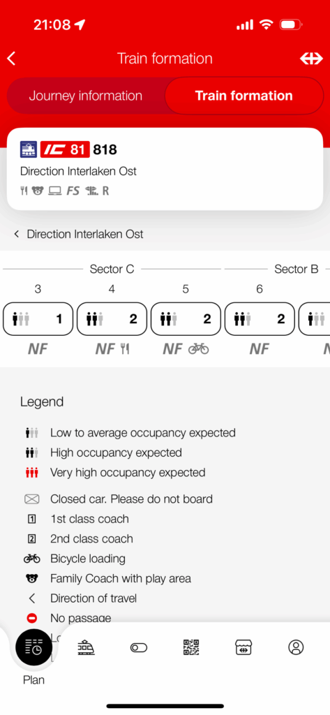 SBB Mobileアプリの乗換案内