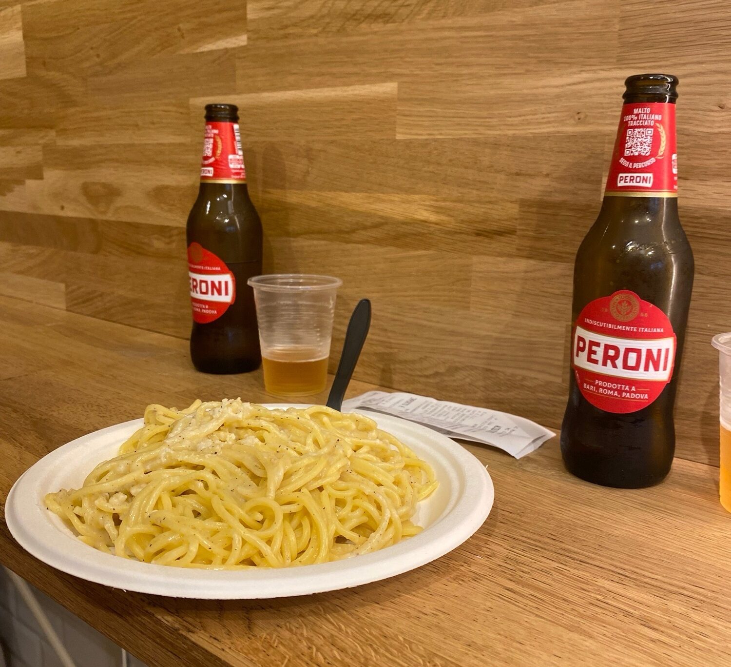 パスタとビール